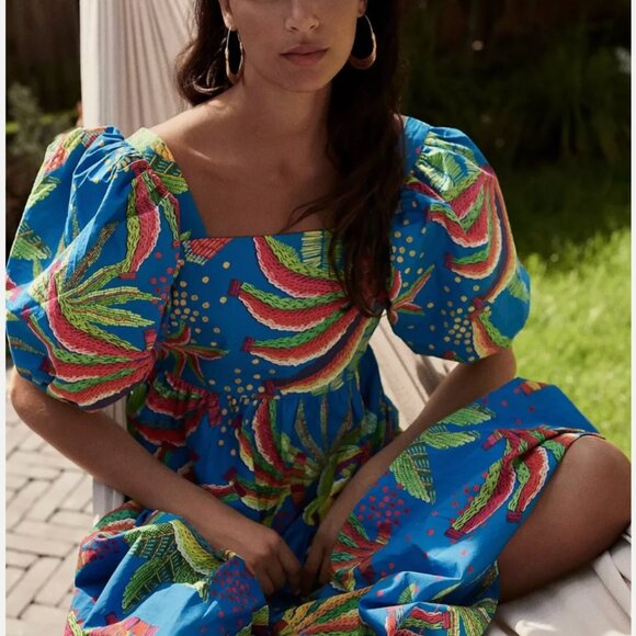Anthropologie FARM Rio Tropics Tiered Midi Dress Size M EUC - Picture 3 of 7
